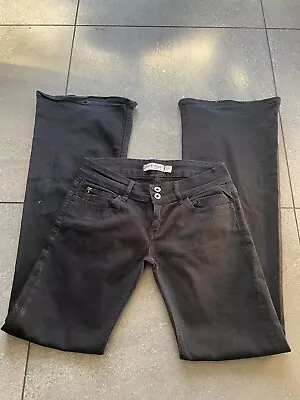 Zara TRF Denim Jeans Eur 40 Uk 12 Black Bootleg Wide Leg  • £15