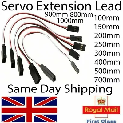 Servo Extension Leads Cables Wires Futaba JR Hitec RX Receiver Gyro FBL RC UK  • £32.35