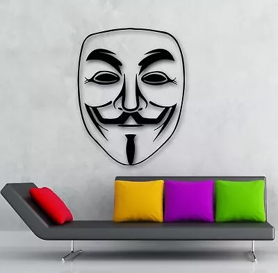 Wall Vinyl Decal Mask Guy Fawkes Mask V For Vendetta Ig1507 • $29.99