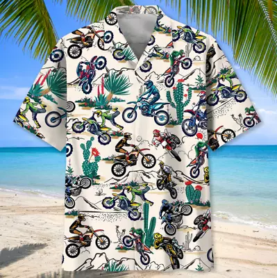 DESERT DIRT BIKE RACING HAWAIIAN 3D All Over Print Hawaiian Shirt Size S-5XL • $19.99