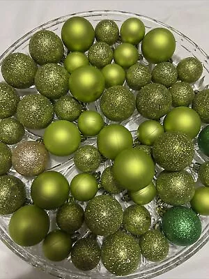 49pcs Grinch Green Mini Shiny Matte Glitter Shatterproof Ball Ornaments 1”-1.5” • $9.95