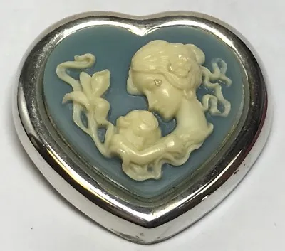 Vintage Sterling Silver Milor Cameo Mother & Child Heart Pendant 925 • $55