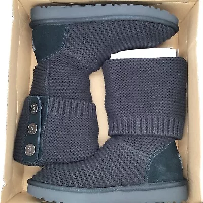 Ugg Australia Purl Cardy Knit Boots Black Women's Size 6 NIB • £125.46