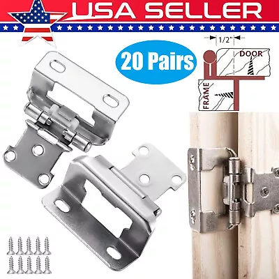 40 PCS 1/2  Overlay Partial Wrap Around Self Closing Hinges Cabinet Door Hinges  • $28.99