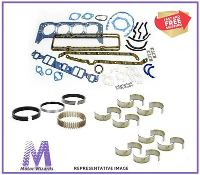 MERCRUISER GM 305 V8 5.0 Marine Engine Re-ring Overhaul Kit - STD Rot - 2PC Rear • $268.35