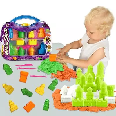 Magic Sand Set Toy With 10 Molds 3Colourful Sand Set Creative Toys Accessories • £14.99