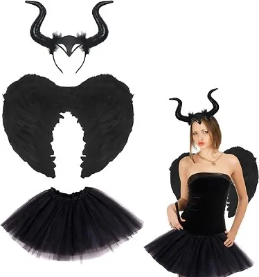 Halloween Devil Horns Fur Headband Adult Angle Fancy Dress Party Outfit Costume • £11.87