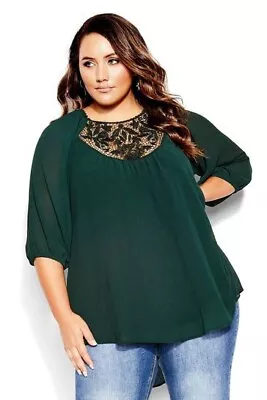 CITY CHIC XXL Jade Lace Love Top**BNWT** • $29.95