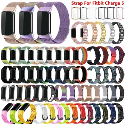 $12.76 • Buy For Fitbit Charge 5 Strap Sport Woven Nylon Silicone Leather Watch Band Charge5