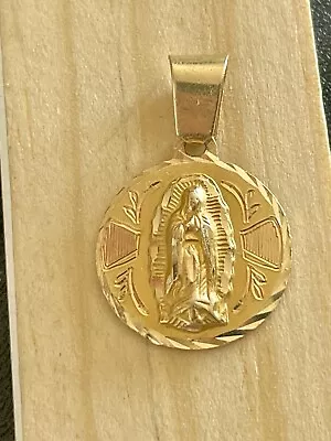 14k Virgen De Guadalupe Yellow Gold Pendant (C38) • $160