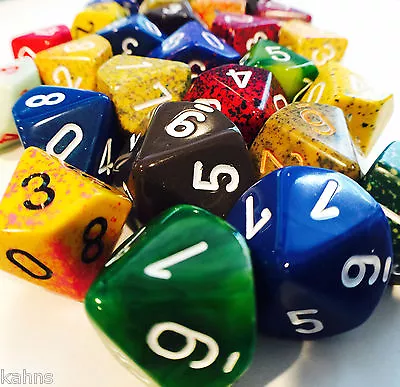 Chessex Assortment Of 10  D10 - 10-sided Dice - Free Ship! • $9.95