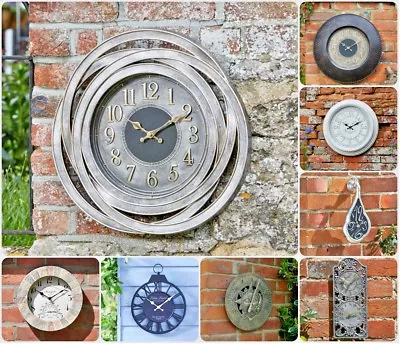 £24.99 • Buy Garden Wall Clock Outdoor Indoor Thermometer Novelty Home Decor Roman Numerals  