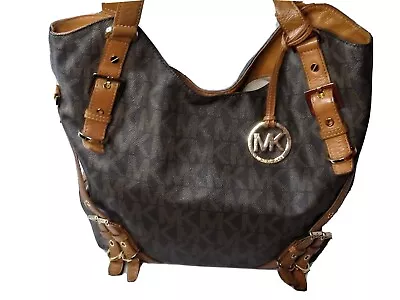 Michael Kors Milo Large Shoulder Tote  Logo PVC Handbag Canvas~Leather MSRP $440 • $65