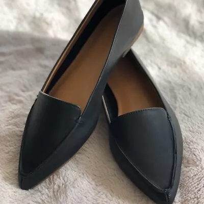 J.Crew Factory Edie Women’s Size 10 Black Leather Pointed-Toe Loafers G1812 • $20