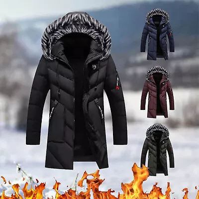 Men's Autumn&Winter Solid Color Long Sleeved Jacket Hooded Plush Collar Parkas • $111.52