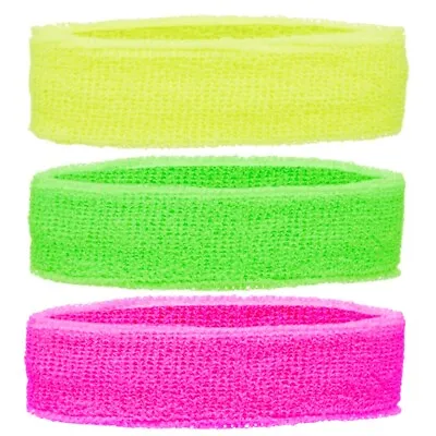 NEON HEADBAND Unisex 80s Theme Fitness Sweatband Gym Tennis Sports CHOOSE COLOUR • £4.84