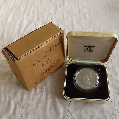 FALKLAND ISLANDS 1981 ROYAL WEDDING SILVER PROOF 50 PENCE CROWN - Boxed/outer • £29.95