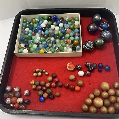 Estate Vintage Antique Marbles Lot Bennington Large Shooter Swirl Possible Rares • $10.49