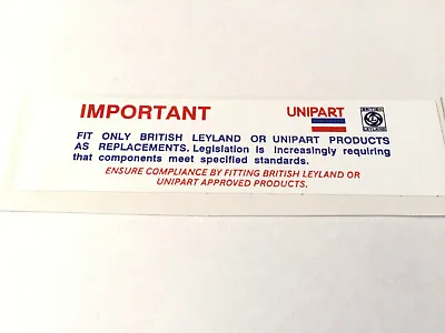 UNIPART Air Filter Box Sticker LMG1013 Mini Allegro Ital Princess Maxi Metro Etc • $3.43