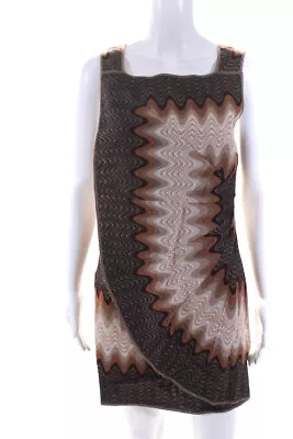 Missoni Orange Label Womens Square Neck Wavy Knit Mini Dress Brown Size IT 40 • $207.39