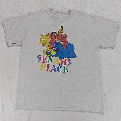 Vtg 90s Sesame Place Theme Park T-Shirt Adult XL/XXL Gray Big Bird Elmo Street • $34.95