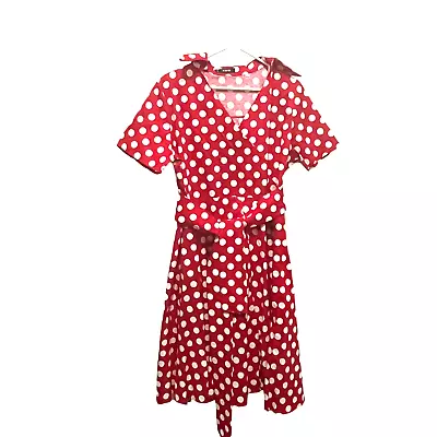 Polka Dot Dress Women 1X Disney Bounding Minnie Mouse Style Red White Stretch  • $33.97