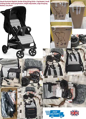 Hauck Rapid 4 Small Folding Stroller With Lying Position Height-Adjustable - UK • £99.95