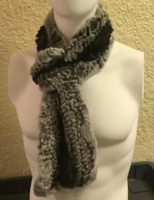 Rabbit Fur Scarf - Gray/black • $23