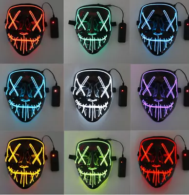 1/2 X LED Purge Mask Glow In Dark Light Up Halloween Costume Scary Rave Festival • $11.45