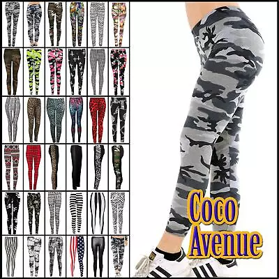 Ladies Skinny Printed Leggings Stretchy Sexy Full Length Pants Casual Trousers • $9.11