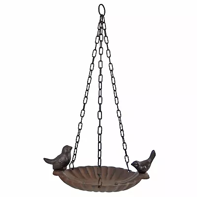 Cast Iron Hanging Dish Bird Feeder Perched Love Birds Garden Porch Tree Decor • $32.35