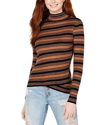 Say What Juniors' Striped Crossover-Hem Mock-Neck Sweater (: Tobacco/Black) • $31.20