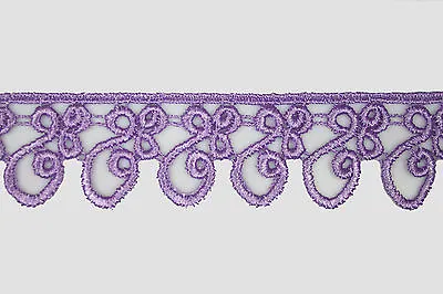 5/8  To 5-1/8  Wide Lavender Lilac Floral Embroidery Venice Lace Trim By Yard • $9.99