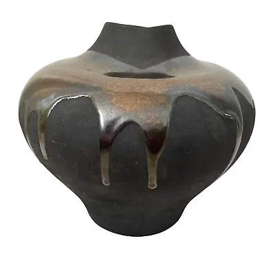 Vintage 1980s Haeger Black Volcanic Lava Glaze Pottery Vase • $149