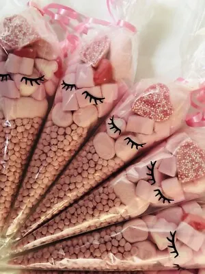 💕 Pink Sweet Cones Eyelashes Eyelash Candy Sweets Party Pre Filled  Pamper 19Cm • £6.99