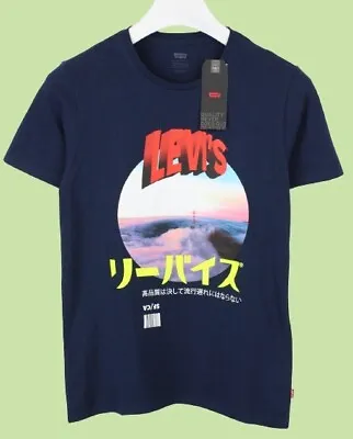 LEVI'S T-Shirt Men's XS Short Sleeve Tricot Stretch Casual Blue • £23.99