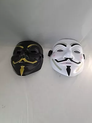 V For Vendetta Hacker Mask Halloween Cosplay Costume Props White & Black 2PC Set • $10