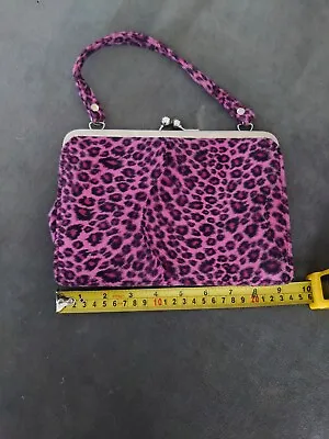 Grab Brand Pink Leopard Faux Fur Snap Closure Purse NEW Retro Vintage Style  • $32