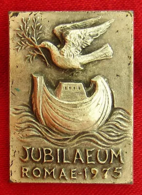 Vintage 1975 VATICAN JUBILEE YEAR Pin Brooch Medal ROME ITALY Noah's Ark & Dove • $12.99