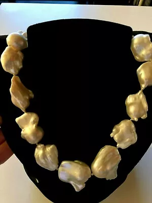 Francois Borgel Mabe Large Baroque Pearl 17' Necklace Sterling Silver Clasp • $2999