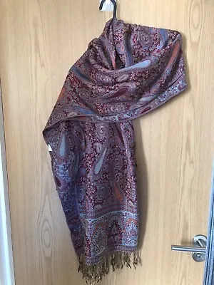 Beautiful Multicoloured Reversible Pashmina Scarf With Fine Paisley Patterns • £9.99