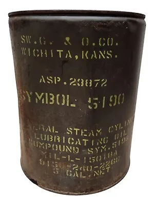 Vintage Wartime Lubricating Oil Wichita   5190 Steam Cylinder 5 Gal Net Read Emp • $95