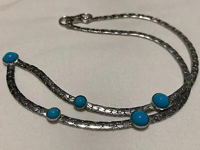 Sarah Coventry  Summer Skies  Turquoise Cabochon Silvertone Necklace • $12