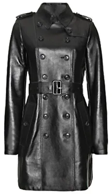 Womens Steampunk Style Winter Coat Gothic Matrix Trench Real Leather Casual Coat • £111.99