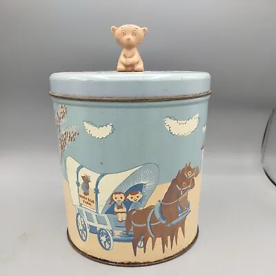 Vintage Honey Bear Farm Cookie Tin With Bear On Top Rare Great Graphics And... • $22.21