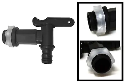 Merriway Plastic Tap And Nut For Water Butt Rain Barrel Quality Snap Fit Black • £5.99