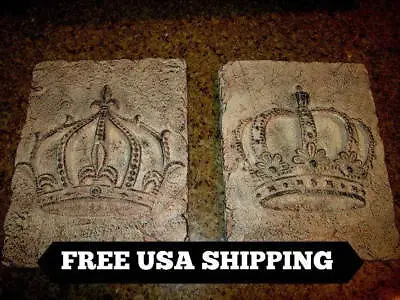 TWO Crown Wall Plaques Crowns King Crown Queen Crown Medieval Fleur New • $115