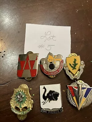 Lot 6 Vtg US Army Military Unit Crest Insignia Pins #5 Victory Through Support+ • $16.99