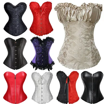 Lady Bustier Corset Top Burlesque Basque Sexy Boned Lingerie Halloween Dress • £14.79