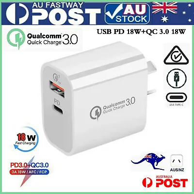 $5.99 • Buy USB DUAL Type-C PD Quick Fast Wall Charger Adapter IPhone Port AU Plug Power